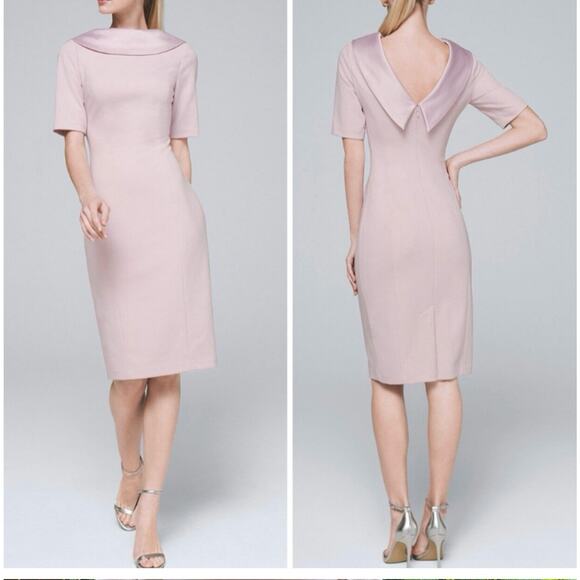 White House Black Market Dresses & Skirts - White House Black Market Pink Boatneck Jackie O Dress 60s style Sz 4 Career New